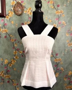 Blusa marfil texturizada de tirantes anchos