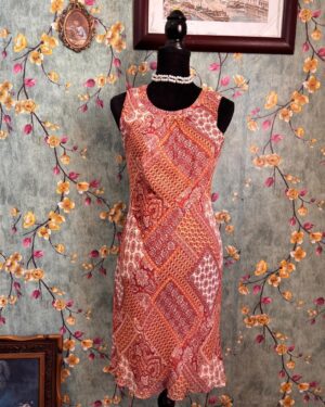 Vestido patchwork en tonos terracota